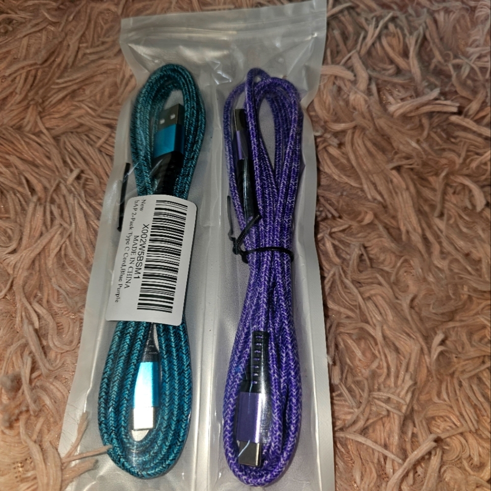 Teal and Purple USB Cables